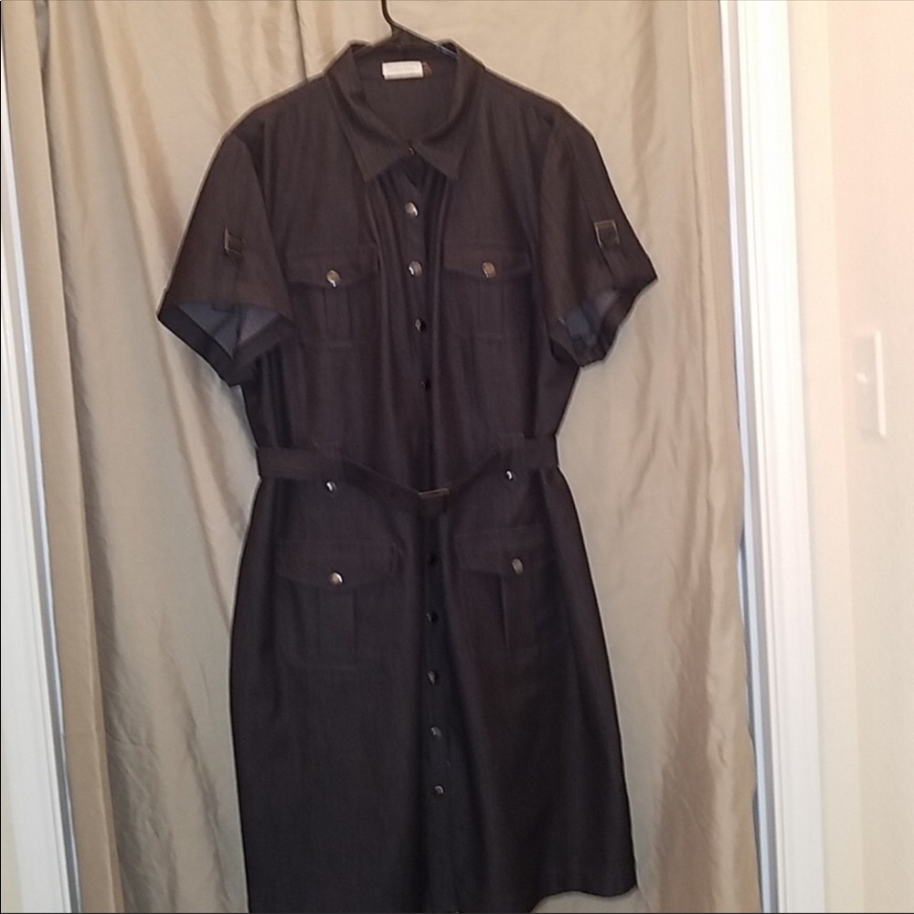 Plus Size Denim Dress (Dark Gray)